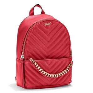 Victoria's Secret Cherry Red Backpack with Chain Detail